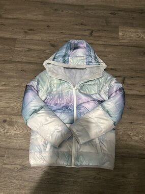 Iridescent Pastel Puffer Jacket with Hood